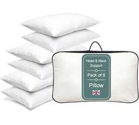 Pack 6 Pillow Hollowfibre Hotel Quality Ultra Bounce Back Bed Pillows - Anti Allergy Soft Support Comfortable Orthopedic Extra Filled Pillows for Back Neck & Side Sleepers - Size 50 x 75 cm