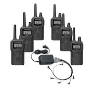 Pack 6x Kenwood PKT-300E + Multiple Charger AC Adapter A compact set of six licence-free PMR446 two-way radios with a multi-battery charger, designed