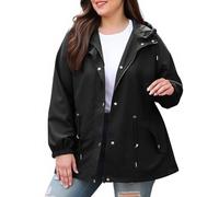 Pack a Mac Womens Women's Stylish Parka with Adjustable Waist, Lightweight Hooded Raincoat for Walking & Commute Black