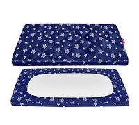Pack and Play Mattress Pad Cover, Breathable Pack and Play Sheet Quilted, Thick Play Yard Playpen Sheets 39"×27"×5" Fits Graco Play Yards and Foldable Mattress Pad (Navy Star)