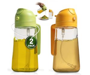 PACK&BACK 2 Pcs Oil Spray Sprayer 3 In 1 Multi-Purpose Oil Dispenser 500ML Oil Dispenser Spray For Kitchen Oil Glass Anti-drip And Vinegar Salads, Barbecue And Spray Oil Air Fryer
