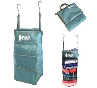 Pack Gear Suitcase Organizer | Pack More in your Large or Carry On Luggage | Unpack Instantly - Compression Packing Cubes for Suitcases | Hanging Shelf Organizer for Closet (Green-Velcro)(Carry-On)