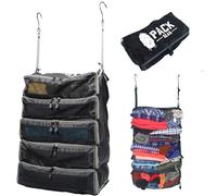 Pack Gear Suitcase Organizer | Pack More in your Large or Carry On Luggage | Unpack Instantly with these Compression Packing Cubes for Suitcases | Hanging Shelf Organizer for Closet (Black) (XL)