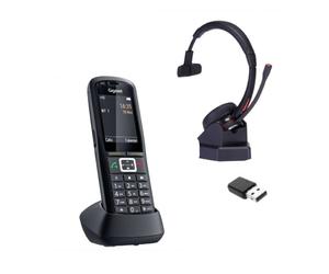 Pack Gigaset R700H PRO + Cleyver NW30 UC Pack with rugged phone and Bluetooth headset offering clear sound for professionals