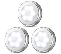 Pack Indoor LED Motion Sensor Lights Battery Powered (Round White Light)