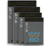 Pack it Pro 60 Mixed Size Strong Self-Seal Grey Mailing Bags | Postage Poly Mailers for Packing, Shipping & Parcel Delivery - Tamper Proof Plastic Bags (4 Sizes 10x14, 12x16, 15x18 & 17x22 Each 15)
