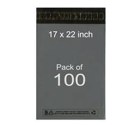 Pack It Pro Parcel Bags 100 Pack 17x22 Grey Mailing Bags, Postage Poly Mailers, Strong Self-Seal Envelopes, Tamper Proof Plastic Packaging Bag, Shipping, Delivery, Courier