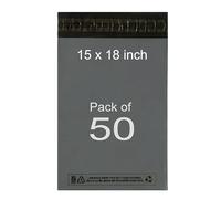 Pack It Pro Parcel Bags 50 Pack 15x18 Grey Mailing Bags, Small Postage Poly Mailers, Strong Self-Seal Envelopes, Tamper Proof Plastic Packaging Bag, Shipping, Delivery, Courier