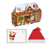 Pack Kinder House 3D Advent Calendar with Chocolates + Christmas Postcard + Santa Hat, Special Christmas Edition, Ideal as a Gift