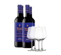 Pack Marqués de Cáceres Reserva (x4) con 4 Copas Wine bottles and glasses 2020