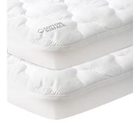 Pack n Play Mattress Pad Protector 2 Pack Waterproof, Cotton Fabric Absorbent, Soft Pack and Play Sheets, Fits Graco Play Yards, Baby Portable Mini Cribs. Foldable Mini Crib Sheets Cover
