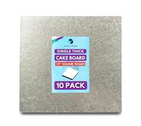 Pack N Trade 10 Inch Square Cake Boards - Pack of 10 Single Thick 2mm Cardboard, Reusable & Sturdy Cake Base for Baking, Decorating, and Display