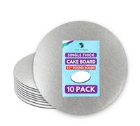Pack N Trade 12 Inch Round Cake Boards - Pack of 10 Single Thick 2mm Cardboard, Reusable & Sturdy Cake Base for Baking, Decorating, and Display
