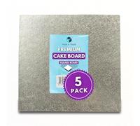 Pack N Trade 14 Inch Square Cake Boards - Pack of 5 Double Thick 3mm Cardboard, Foil-Finished Both Sides, Reusable & Sturdy Cake Base for Baking, Decorating, and Display