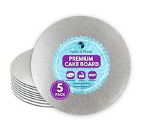 Pack N Trade 16 Inch Round Cake Boards - Pack of 5 Double Thick 4mm Cardboard, Foil-Finished Both Sides, Reusable & Sturdy Cake Base for Baking, Decorating, and Display