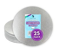 Pack N Trade 8 Inch Round Cake Boards - Pack of 25 Double Thick 3mm Cardboard, Foil-Finished Both Sides, Reusable & Sturdy Cake Base for Baking, Decorating, and Display (8 INCH)