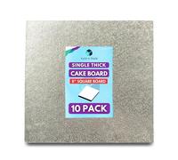 Pack N Trade 8 Inch Square Cake Boards - Pack of 10 Single Thick 2mm Cardboard, Reusable & Sturdy Cake Base for Baking, Decorating, and Display