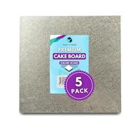 Pack N Trade 8 Inch Square Cake Boards - Pack of 5 Double Thick 3mm Cardboard, Foil-Finished Both Sides, Reusable & Sturdy Cake Base for Baking, Decorating, and Display