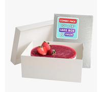 Pack N Trade Cake Box & Drum Set - Oblong Cake Box 16"×12"×6" with Lid + 13 mm Thick Cake Drum | Sturdy Transport & Elegant Display for Wedding, Birthday & Celebration Cakes