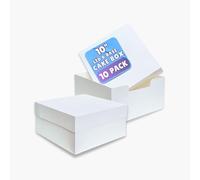 PACK N TRADE White 10 Inch Cake Box, Pack of 10 Square Cardboard Cake Boxes with Lids (10 x 10 x 6 Inches), Ideal for Safely Carrying and Transporting Cakes