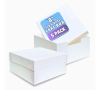 PACK N TRADE White 8 Inch Cake Box, Pack of 5 Square Cardboard Cake Boxes with Lids (8 x 8 x 5 Inches), Ideal for Safely Carrying and Transporting Cakes