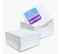 PACK N TRADE White Cake Box 12 inch, Pack of 100 Square Cardboard Cake Boxes with lids (12 x 12 x 6 Inches), Ideal for Safely Carrying and Transporting Cakes