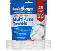 Pack-n-Wipe Compressed Disposable Towels - Soft, Durable, Reusable - Travel, Home, Outdoor Hand Towels - 8.5” x 11” - 25 Count (PNW-4)