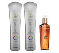 Pack naissant Blue Silver + Elixir of Argan Nanatsu | Shampoo + Tinting Mask (300mL each) + Elixir (120mL) | Neutralizes Yellow and Copper Tones | Blonde, Grey or Bleached Hair.