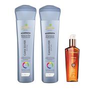 Pack naissant Cana Silver + Elixir of Argan Nanatsu | Shampoo + Tinting Mask (300 mL each) + Elixir (120 mL) | Neutralizes Yellow Tones | Enhances the colour of grey hair.