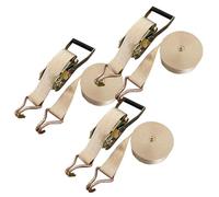 Pack of 1 2 3 4 5 6 Ratchet Straps Beige, 11023 LB Break Strength Cargo Tie Down Straps with Double J Hooks for Moving Appliances Motorcycle Trucks Trailer Boat(3sets,5m/16.4Ft)
