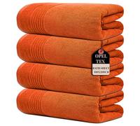 Pack of 1, 2, 3, and 4 Large Super Jumbo Bath Sheets 100 x 200 cm 100% Egyptian Cotton Big Bath Sheet Towels Body Wrapped XL Bathroom Towels (2, Orange)
