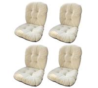 Pack of 1/2/4/6 Backrest Support Chair Cushion, 85x45cm Seat Pad for Dining Room Garden Patio Office, Comfortable Chair Pads with Non-Slip Straps (White,4pcs)