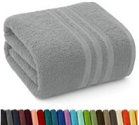 Pack of 1-2 Extra Large Jumbo Bath Sheets Egyptian Cotton XL Bath Towels - 100 x 150 cm - Hotel Quality Quick Absorbent Big Bath Sheets 600 GSM (1, Silver)