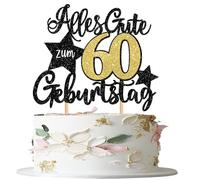 Pack of 1 60th Birthday Cake Decoration Happy 60th Birthday Cake Decoration Happy Birthday Cake Topper for 60th Anniversary Party Cake Decoration Black Gold