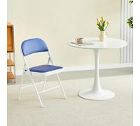 MCC Direct Single Folding Dining Chair Metal Frame Padded Seat in Blue MCC Direct Blue
