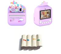 Pack of 1 Child Friendly Digital Camera with Cameras ABS Shell 32GB Storage Card Reader 4 Safe Photo Paper Rolls ABS Case Photo Paper Portable Travel Shockproof