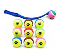 Pack of 1 Dog Ball Launcher with 9 Tennis Balls, 35 cm Interactive Fetch Thrower for Outdoor Training, Compatible with Chuckit!-Style Dog Toys Blue