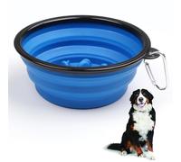 Pack of 1 Dog Bowls, Foldable Dog Bowl, Slow Feeder Dog Bowl, Silicone Water Bowl for Dogs on the Go, Portable Leak-Proof Travel Bowls with Carabiner for Water and Food (350 ml)