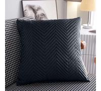 (Pack of 1, Embossed Black Cushions) Velvet Cushion Covers Soft Luxury Embossed Stripe Quilted Cushions Pack of 1,2 & 4