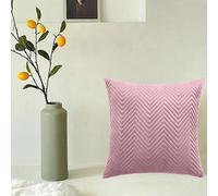 (Pack of 1, Embossed Pink Cushions) Velvet Cushion Covers Soft Luxury Embossed Stripe Quilted Cushions Pack of 1,2 & 4