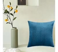 (Pack of 1, Embossed Teal Cushions) Velvet Cushion Covers Soft Luxury Embossed Stripe Quilted Cushions Pack of 1,2 & 4