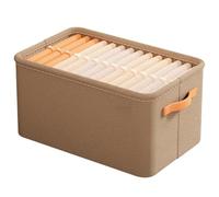 Pack of 1 Fabric Storage Box, Storage Baskets with Handles, Foldable Storage Cubes, Organiser Storage for Clothes, Toys, Home, Shelves, Cupboards, Khaki, L 42 x 28 x 25 cm