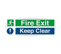 Pack of 1 Fire Exit Keep Clear Sign External (300 x 100 mm) Waterproof Self Adhesive Fire Exit Sign Fire Exit Keep Clear Sign Stickers Sara Prints®