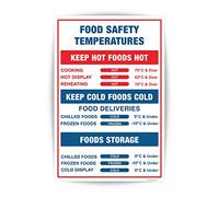Pack of 1 Food Safety Signs Stickers Self Adhesive (200 x 300mm) Waterproof Food Hygiene Stickers for for Food safety temperature sign catering sign Sara Prints®