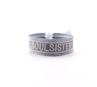Pack of 1 Hand-Woven Embroidered Fabric Bracelet with Letters and Tassels, 2 cm Wide Friendship Bracelet, Partner Band for Couples, Best Friends, Cheerleader Team, Boho Textile Bracelet, Soul Sister
