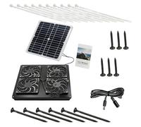 Pack of 1 IP65 Waterproof Photovoltaic Panel Exhaust Unit Including 12W Quick Witted 4 Large Admirers for Cooperatives Shacks Greenhouses Direct Operate Solar Shed Fan for Ventilation