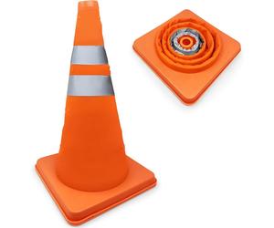 (Pack of 1) MantraRaj 18'' Inch Collapsible Multi-Purpose Pop up Traffic Safety Cones Road Parking Cones Foldable With Reflective Strips