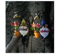 Pack of 1 Outdoor Gnome Solar Garden Water Faucet Ground Warm Light Obasyhig Yellow One Size