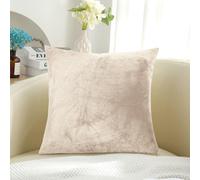 (Pack of 1, Plain Beige Cushions) Velvet Cushion Covers Soft Luxury Embossed Stripe Quilted Cushions Pack of 1,2 & 4