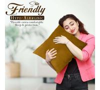 (Pack of 1, Plain Ochre Cushions) Velvet Cushion Covers Soft Luxury Embossed Stripe Quilted Cushions Pack of 1,2 & 4